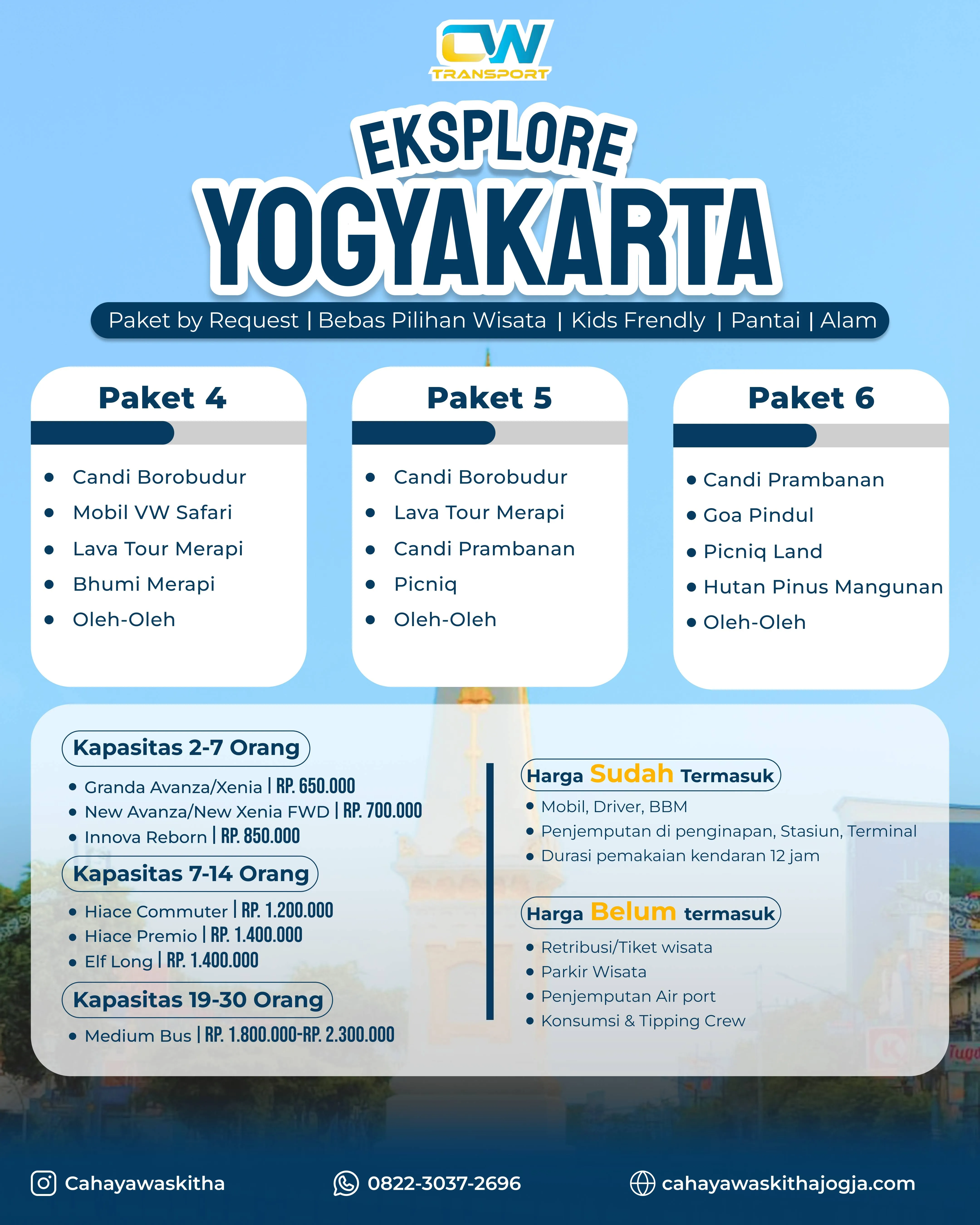 Paket 4 5 6 Eksplore Yogyakarta 1 hari